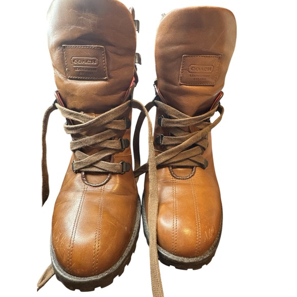 Coach Leatherwear Boots Women's Ankle Booties Lace Up Brown Winter Casual - Picture 1 of 8